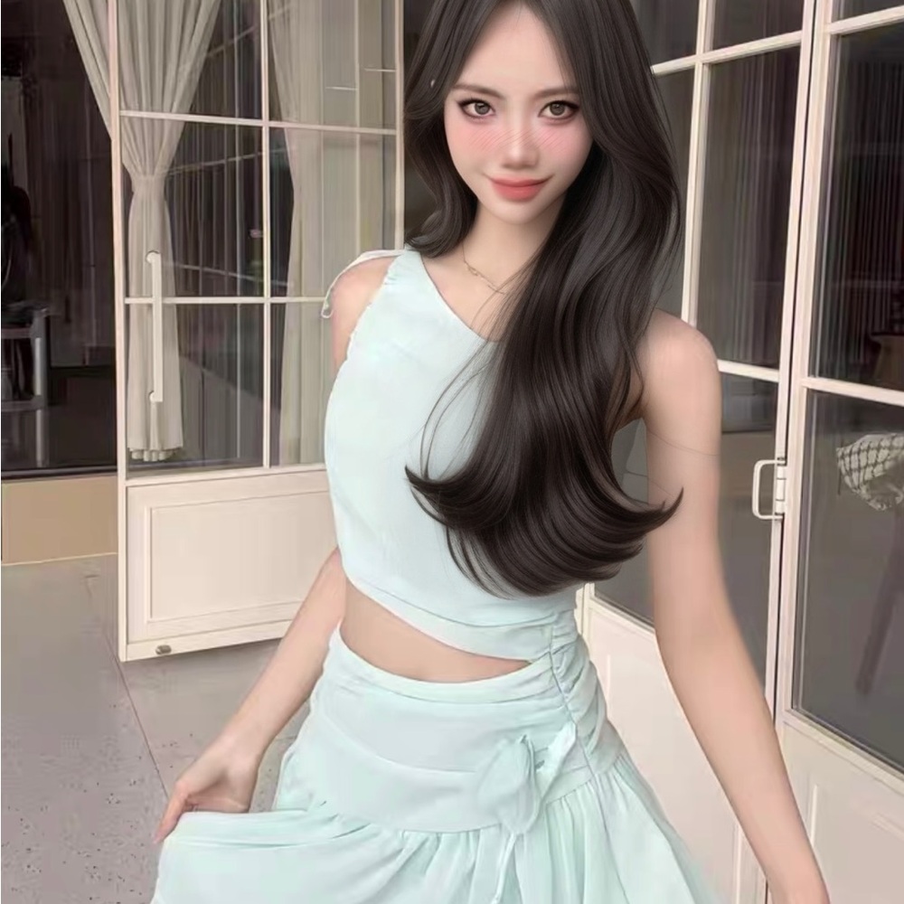 Mint Green one shoulder fairy tale mini party dress